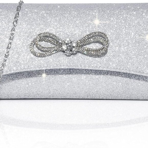 Accessories - Women's Sparkly Bow Clutch Evening Bag Cocktail Purse for Formal Events